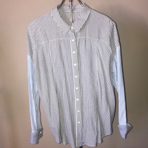 Free People Striped Button Down Shirt SP - Picture 1 of 7